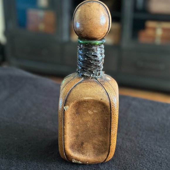 Vintage Italian Leather Wrapped Cognac Bottle - Picture 10 of 16